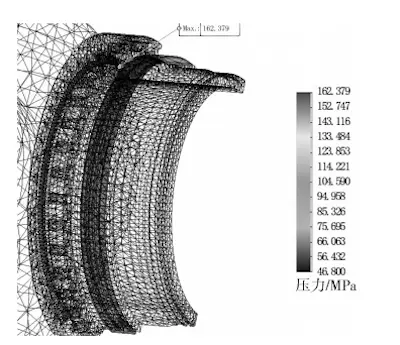 Stress cloud map of elastic valve seat sealing rings